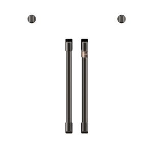 Café 2 French-Door Handles, 2 Knobs Brushed Black