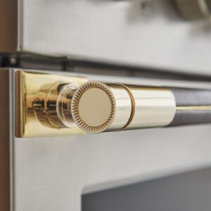 Monogram 36" Designer Collection Brass and Leather Handle for Pro Range- ZXPR36HKTB1