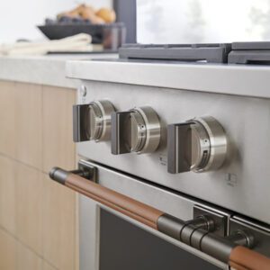 Monogram 48" Designer Collection Titanium and Leather Short Handle for 48" Pro Range- ZXPR48HSTT1