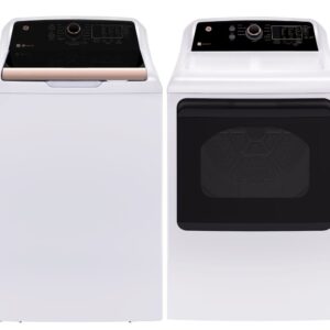 GE 7.4 cu.ft. Top Load Electric Dryer White & Rosegold